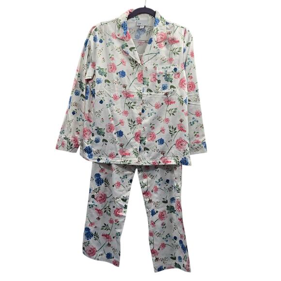 The Tog Shop Pajama Set Womens Medium Floral Pink Blue Satin - Picture 1 of 8